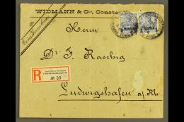 PO's IN TURKEY 1904 (23 Apr) Registered Cover To Germany Bearing 1900-04 1pi On 20pf Type II Opts Pair (Michel 14... - Autres & Non Classés