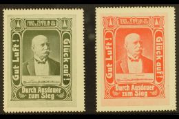 RARE ZEPPELIN LABELS. Circa 1908 Two Different Labels Depicting Ferdinand Von Zeppelin Above An Image Of An... - Other & Unclassified