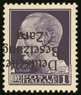 ZARA (ZADAR) 1943 1L Violet INVERTED OVERPRINT Type II Variety, Michel 9 II K, Never Hinged Mint, Expertized... - Autres & Non Classés