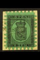 1866-67 8p Black/blue Green (Type II) Serpentine Roulette, SG 45, Fine Used On Piece, One Short Tooth To Left Side... - Other & Unclassified