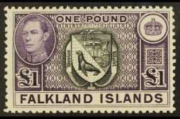 1938-50 £1 Black And Violet, SG 163, Very Fine Mint. For More Images, Please Visit... - Falklandeilanden