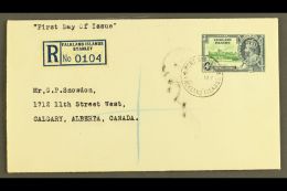 1935 4d Green And Indigo Silver Jubilee, SG 141, Fine Used On Registered First Day Cover To Canada, Tied By PORT... - Islas Malvinas