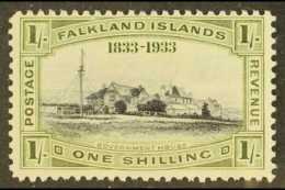 1933 1s Black And Olive- Green Centenary, SG 134, Very Fine Mint. Fresh! For More Images, Please Visit... - Falklandeilanden