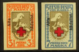 1923 "Aita Hadalist." Charity Overprints Complete Imperf Set (Michel 46/47 B, SG 49A/50A), Very Fine Mint, Fresh.... - Estonia