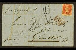 1871 (Aug) Entire Letter Addressed To Grenoble, France, Bearing 1867 5c Stamp (Scott 17, SG 45) Tied By Cork... - Chili