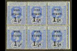 1917 War Stamp 1½d On 2½d Deep Blue, SG 53, Very Fine Mint BLOCK OF SIX (3 X 2), The Lower Left... - Caimán (Islas)