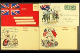 PATRIOTIC POSTCARDS Circa 1900 Group Of Three Different Unused Private Post Cards In Colour With "Rule Britannia",... - Autres & Non Classés