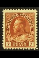 1911-25 7c Red Brown On Thin Paper, Dry Printing, Unitrade 114iii, Fine Never Hinged Mint. For More Images, Please... - Autres & Non Classés