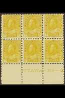 1911-22 7c Olive-yellow Admiral, SG 209, Very Fine Mint/ Never Hinged Mint Imprint Block Of 6 With "OTTAWA - No-3"... - Otros & Sin Clasificación