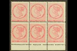 1870 2d Rose- Pink (die I) With "TWC" Error (SG 28b) Never Hinged Mint In Block Of 6 With Sheet Margin At Base,... - Sonstige & Ohne Zuordnung