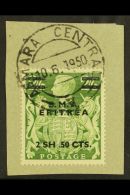 ERITREA 1948 2s 50c On 2s 6d Green, Variety "Misplaced Stop", SG E10a, Superb Used On Piece With Asmara Cds... - Africa Oriental Italiana