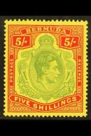 1938-53 5s Pale Green & Red On Yellow, Perf 14 Chalk Paper, SG 118a, Very Lightly Hinged Mint For More Images,... - Bermudas