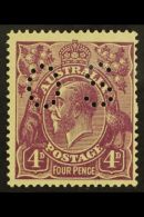 OFFICIAL 1918-23 4d Violet Punctured "OS", SG O73, Lightly Hinged Mint. For More Images, Please Visit... - Sonstige & Ohne Zuordnung