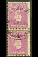 1937-49 2d Bright Purple Perf 15x14 Vertical COIL PAIR With WATERMARK INVERTED Variety, As 185a Var (185w), Cds... - Other & Unclassified