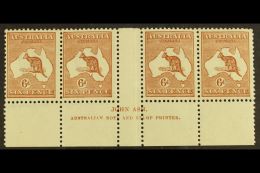 1923-24 6d Chestnut, SG 73, JOHN ASH Imprint Gutter Strip Of Four From Plate 3 (with "N" Over "N"), BW Spec 21 Zd,... - Sonstige & Ohne Zuordnung