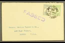 1915 CENSORED COVER To Boston, USA Bearing SG 1 & 3. A Pretty, Well Balanced Cover For More Images, Please... - Other & Unclassified