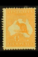 1913-14 4d Orange-yellow 'Roo, SG 6a, Fine Mint, Very Lightly Hinged. For More Images, Please Visit... - Other & Unclassified