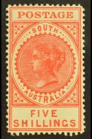 SOUTH AUSTRALIA 1904-11 5s Rose- Scarlet, SG 290, Very Fine Mint. For More Images, Please Visit... - Sonstige & Ohne Zuordnung