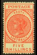 SOUTH AUSTRALIA 1904-11 5s Scarlet, SG 290a, Very Fine Mint. For More Images, Please Visit... - Sonstige & Ohne Zuordnung