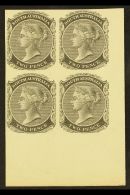 SOUTH AUSTRALIA 1868 2d IMPERF PLATE PROOF CORNER BLOCK Of 4 Printed In Black On Ungummed Thick Paper, Fresh &... - Sonstige & Ohne Zuordnung
