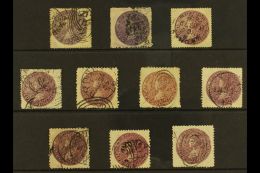 NEW SOUTH WALES 1861-88 ALL DIFFERENT 5s "Purples" Used Selection On A Stock Card. An Attractive Group With Most... - Autres & Non Classés