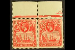 1924 1½d Rose Red, Variety "line Through C", SG 12e, In Pair With Normal, Few Tone Spots On Gum Not Visible... - Ascension