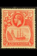 1924 1½d Rose Red, Variety "Broken Mainmast", SG 12a, Very Fine Mint. For More Images, Please Visit... - Ascension (Ile De L')