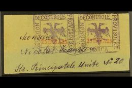 KORCA (KORITZA) LOCAL ISSUE. 1914 Large Part Cover Trimmed At Bottom Bearing Directly Applied Two Impressions Of... - Albanie