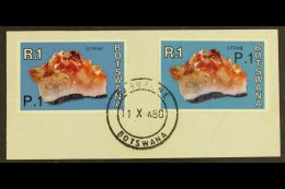 MINERALS Botswana, 1976-7, 1p On 1r Citrine, Both Surcharges At Top Right & Bottom Left, SG 379, 379a, Both... - Non Classés