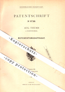 Original Patent - August Thumb In Klein-Neusiedl , 1879 , Befeuchter Für Papierfabrik , Papier , Wien !!! - Fischamend