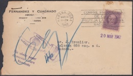 1917-H-330  CUBA REPUBLICA 1917 3c. SOBRE RETORNADO 1942. MANO HAND POSTMARK. CUMPLIDO EN LISTA. DESCONOCIDO - Briefe U. Dokumente