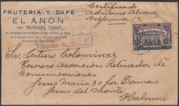 1937-H-60 CUBA 1937 10c FERROCARRILES. SOBRE CERTIFICADO SANTIAGO DE CUBA A LA HABANA EN 1938. - Briefe U. Dokumente