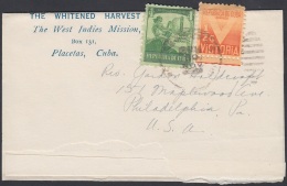 1939-H-80  CUBA 1939 WHITENED HARVEST. WEST INDIES MISSION, PLACETAS. NEWSPAPER COVER TO US. - Lettres & Documents