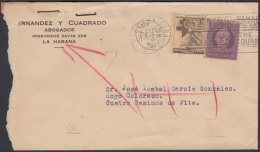 1942-H-26 CUBA REPUBLICA 1942 SEMIPOSTAL TUBERCULOSOS SOBRE RETORNADO 1942. POSTMARK DESCONOCIDO UNCLAIMEND. - Lettres & Documents