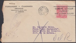 1948-H-56  CUBA REPUBLICA 1948 2c. TABACO. SOBRE RETORNADO 1949. MANO HAND POSTMARK. DESCONOCIDO UNCLAIMEND. - Briefe U. Dokumente