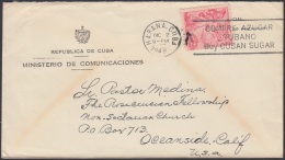 1948-H-59 CUBA REPUBLICA 1948 2c TABACO TOBACCO SOBRE OFICIAL REUTILIZADO EN 1949 A US ROSACRUCIAN FELLOWSHIP NON SECTAR - Briefe U. Dokumente