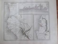 Carte Géographique 1880   Colonies Francaises  SENEGAL DAKAR  Grand Bassam Amatifou Assinie - Cartes Géographiques