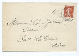 2476 - Lettre 1914 Cachet Convoyeur Trouville à Paris Pour Pont L'Evéque 14 Calvados Semeuse Jaspar RARE - 1877-1920: Semi Modern Period