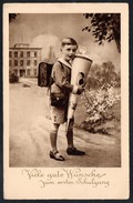 9042 - Alte Glückwunschkarte - Schulanfang Junge Mit Zuckertüte - N. Gel - Children's School Start