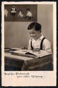 9047 - Alte Foto Glückwunschkarte - Schulanfang Junge Mit Zuckertüte - Gel 1936 - Primo Giorno Di Scuola