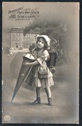 9055 - Alte Foto Glückwunschkarte - Schulanfang Mädchen Mit Zuckertüte - N. Gel - Eerste Schooldag