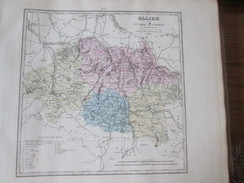 Ancienne Grande   Carte Géographique 1880  Departement De L 'ALLIER   Vichy Montlucon Moulins Gannat Cusset  Dompierre - Cartes Géographiques