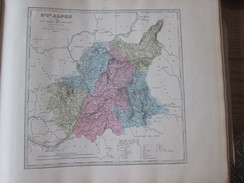 Ancienne Carte Géographique 1880  Departement Des  BASSES ALPES   Manosque Digne  Barcelonette  Volx Sisteron - Cartes Géographiques