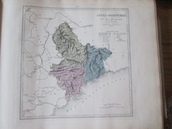 Ancienne Carte Géographique 1880  Departement Des    ALPES MARITIMES 06  Nice  Sospel Menton Roquebillière L'Escarène - Cartes Géographiques