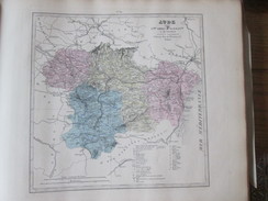 Ancienne Carte Géographique 1880 Departement De  L AUDE  CARCASSONNE NARBONNE  LAGRACHE GINESTAS COURSAN  AXAT COUIZA - Cartes Géographiques