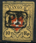 Stamp SWITZERLAND 1850 10rp RAYON - 1843-1852 Federal & Cantonal Stamps