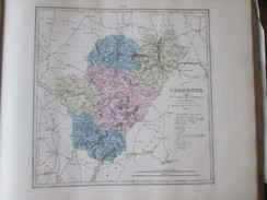 Ancienne Carte Géographique 1880 Departement De La CHARENTE  RUFFEC ANGOULEME AIGRE CHALAIS CONFOLENS JARNAC COGNAC - Cartes Géographiques