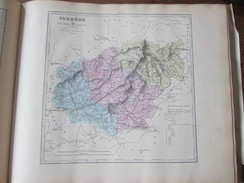 Carte Géographique 1880 Departement De La CORREZE  Brive-la-Gaillarde EGLETON Tulle Ussel Naves Uzerches Meyssac - Cartes Géographiques