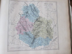 Carte Géographique 1880 Departement De La COTE D OR  Dijon Beaune Talant Auxonne Genlis Montbord Marsannay - Cartes Géographiques