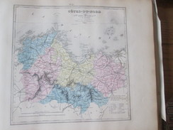 Carte Géographique 1880 Departement  COTE D ARMOR  BRETAGNE   Saint Brieuc Guingamp  Dinan Brehat Lannion Perros Guirrec - Cartes Géographiques